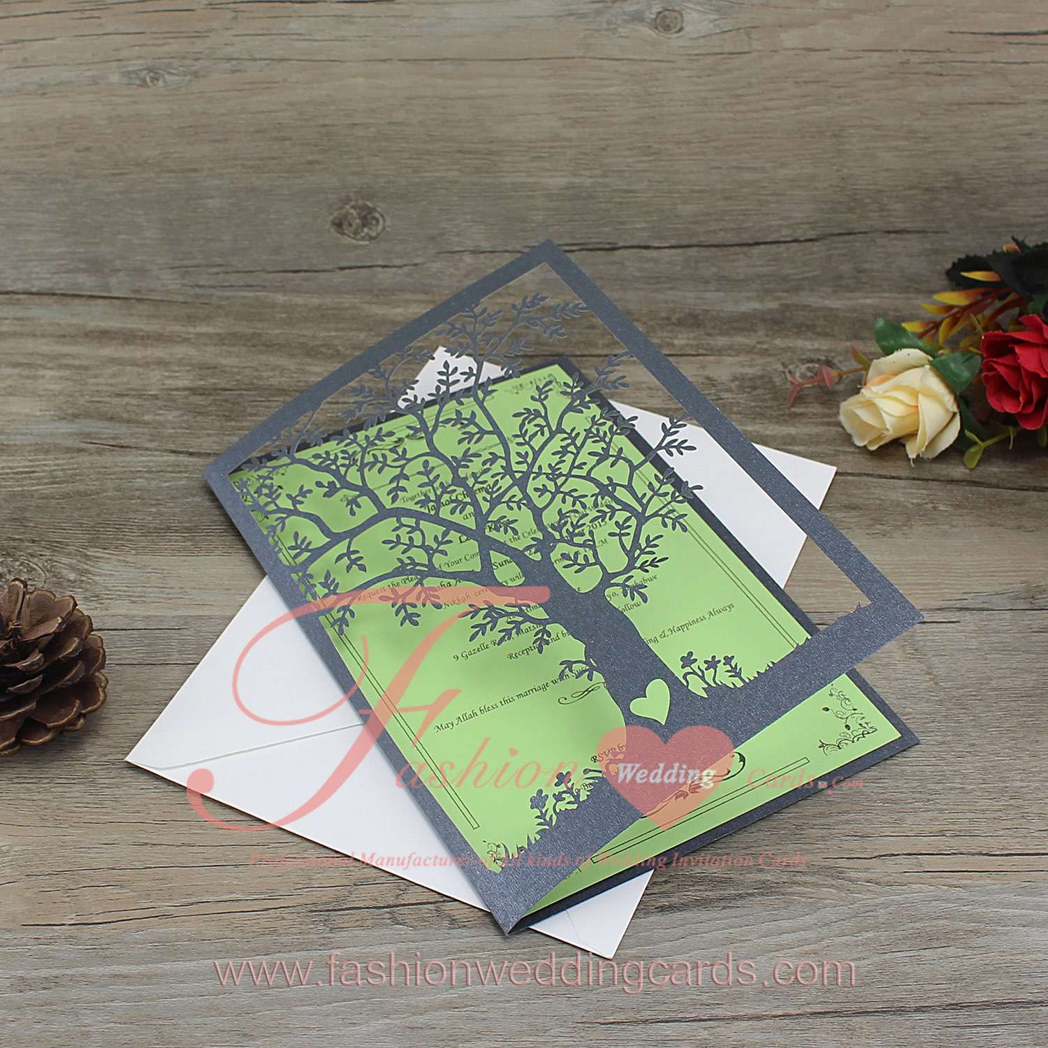 2017 Fancy Tree Laser Cut Wedding Invitations Design 